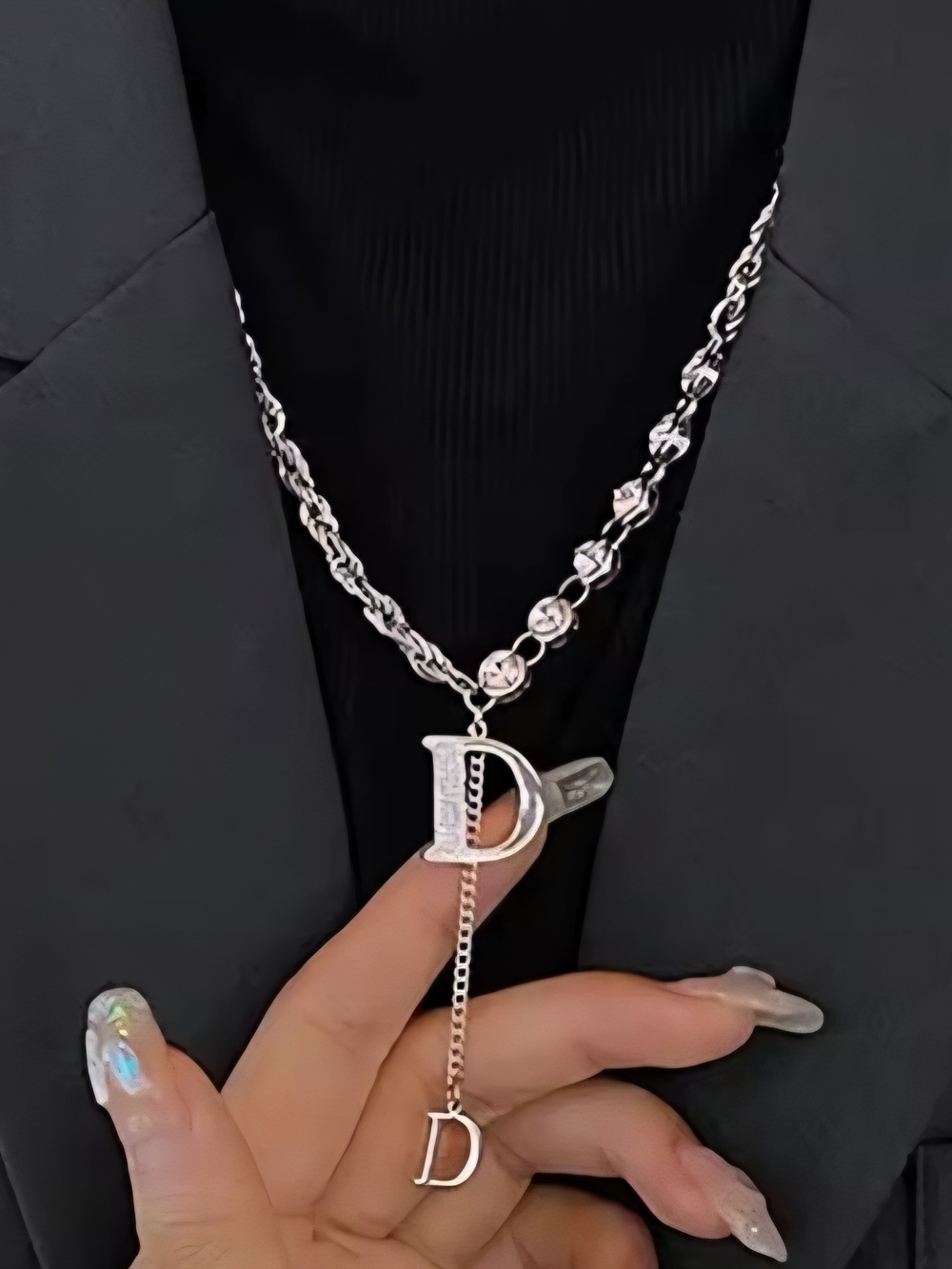 Silver Letter D Drop Necklace - Women Jewelry